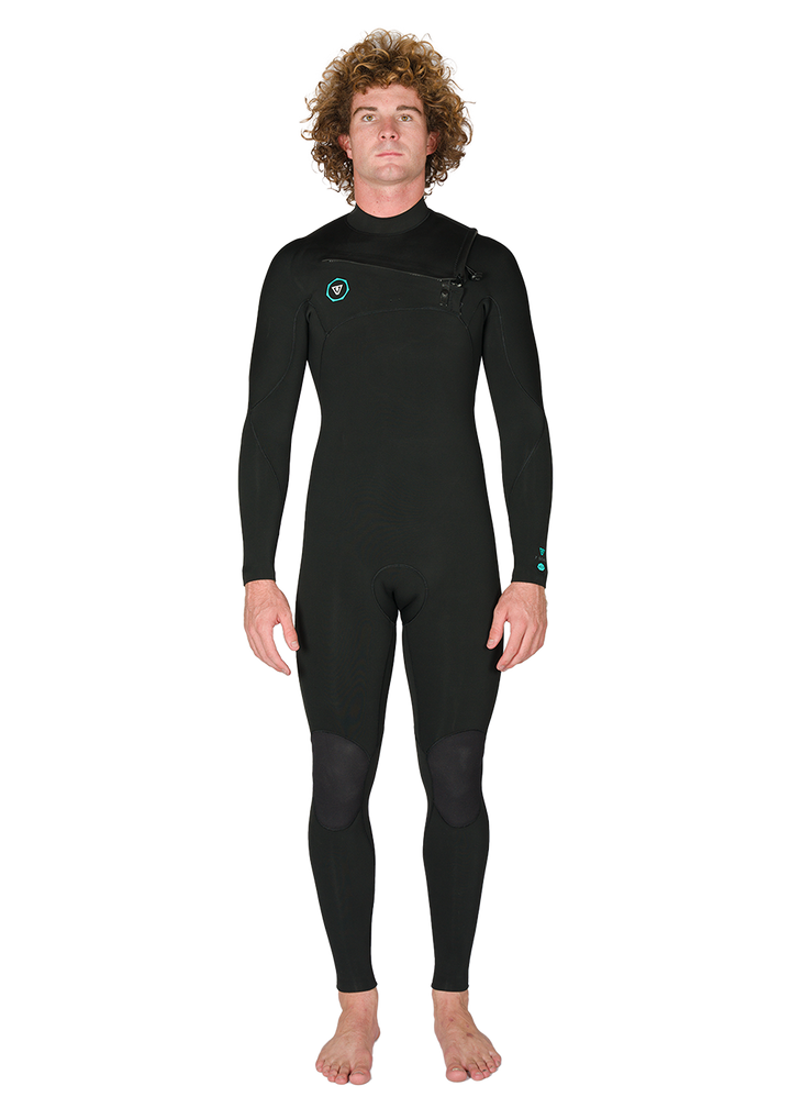 7 Seas 3-2 Full Chest Zip Wetsuit - Black with Jade Logos