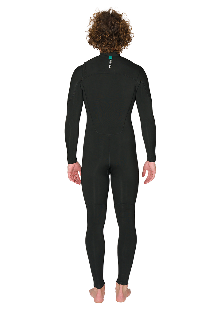 7 Seas 3-2 Full Chest Zip Wetsuit - Black with Jade Logos