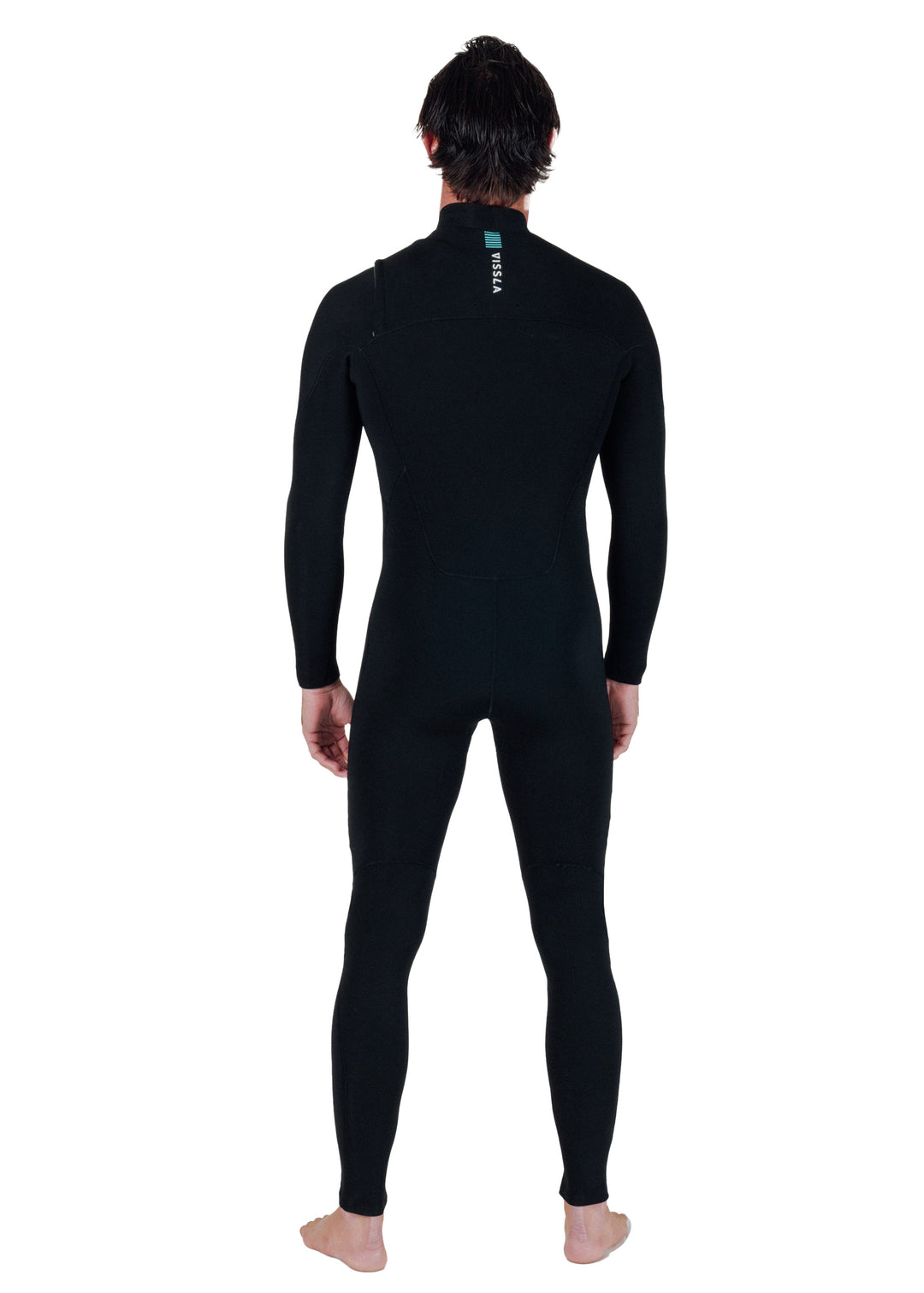 7 Seas 4-3 Full Chest Zip Wetsuit - Black with Jade Logos