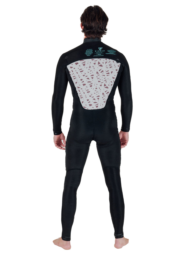 7 Seas 4-3 Full Chest Zip Wetsuit - Black with Jade Logos