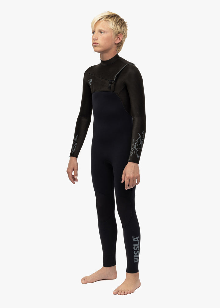 High Seas Boys Fire 3-2 Full Chest Zip Wetsuit